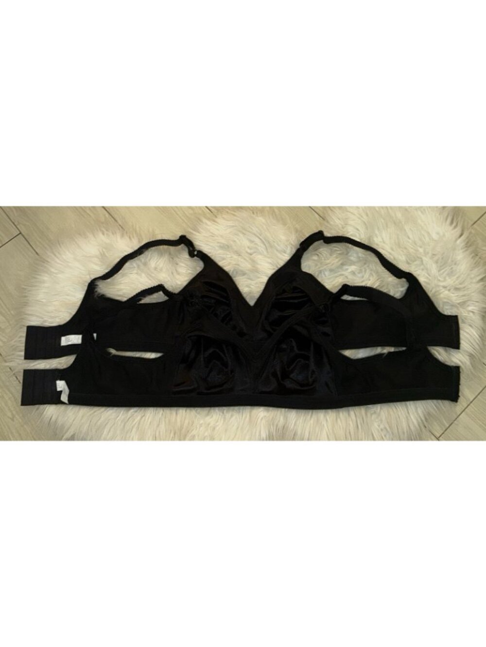 2 Vtg Bali 3820 Flexible Support Full Coverage Bras Satin WF Womens 36C Black - Picture 4 of 5